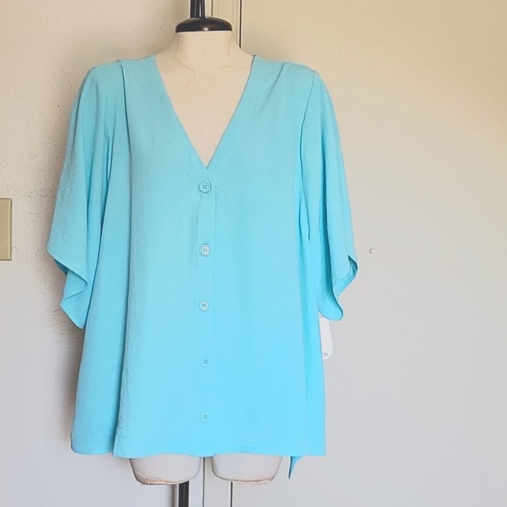 89th + Madison Button Up Loose-Fitting Blouse